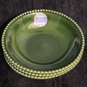 Set of 4 Emerald green ceramic pasta bowls by Matceramica